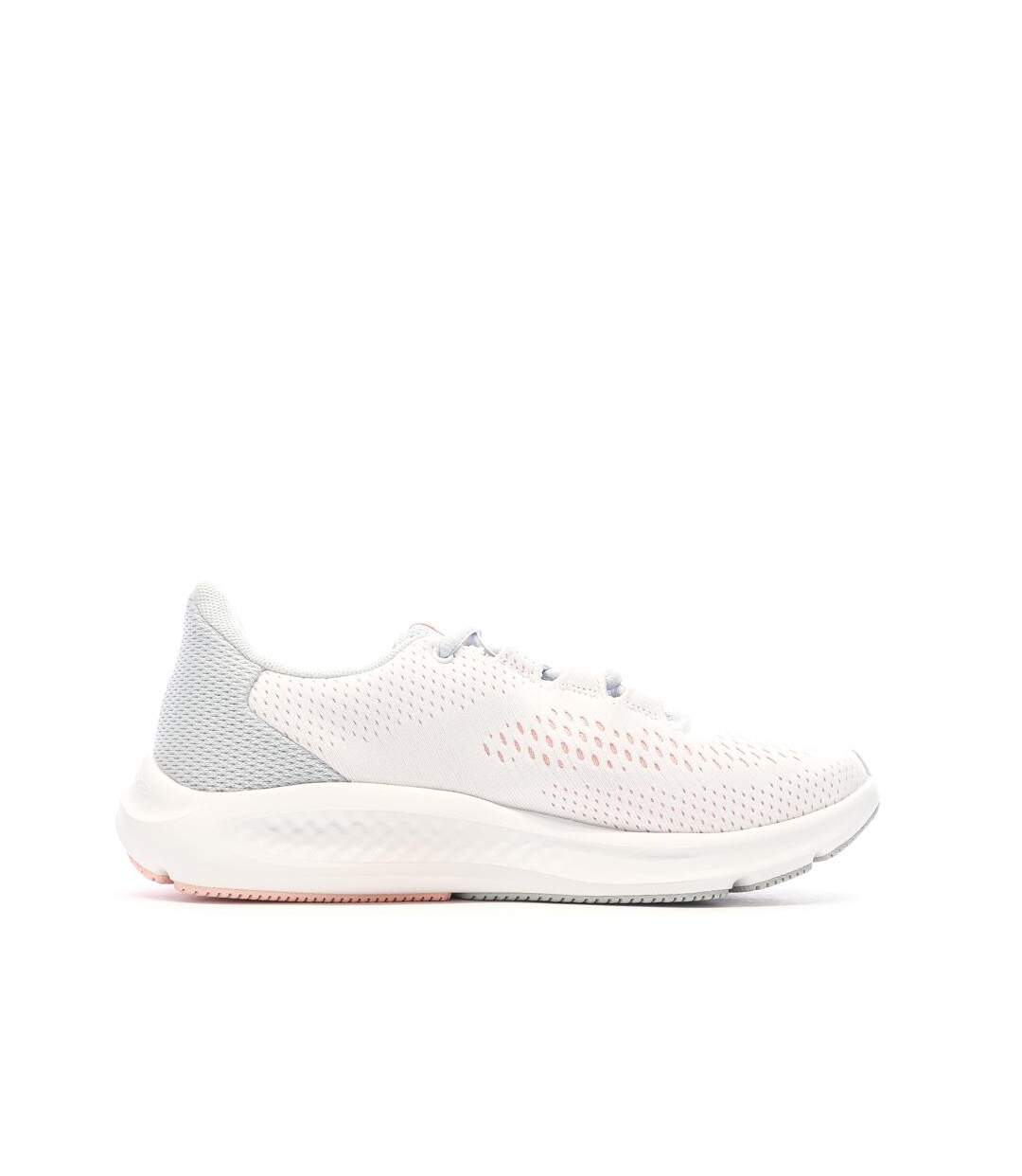 Chaussures de running blanches/bleu/rose femme under armour charged pursuit-2