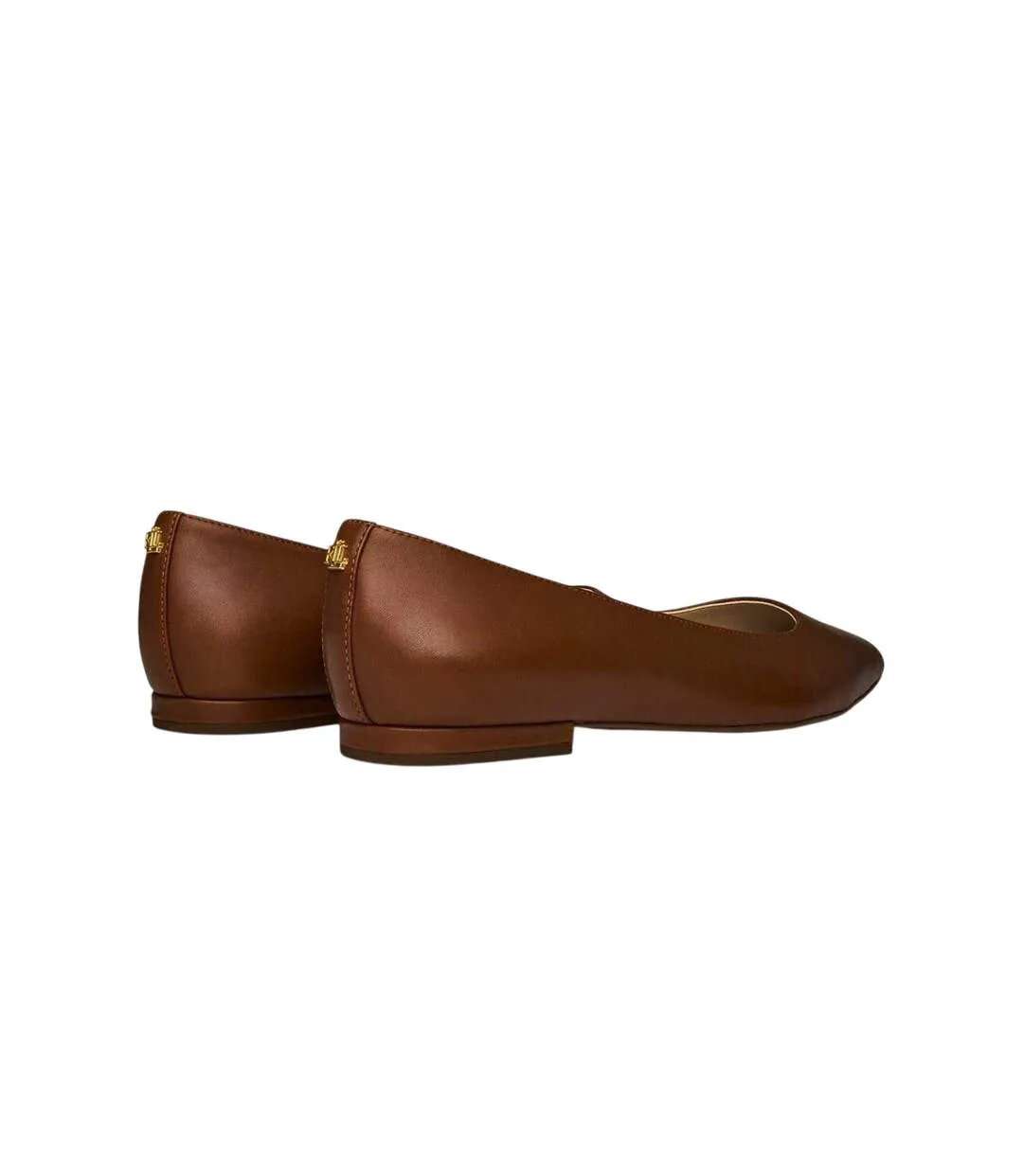Womens/ladies Pointed Leather Ballet Flats Saddle Ralph Lauren-2