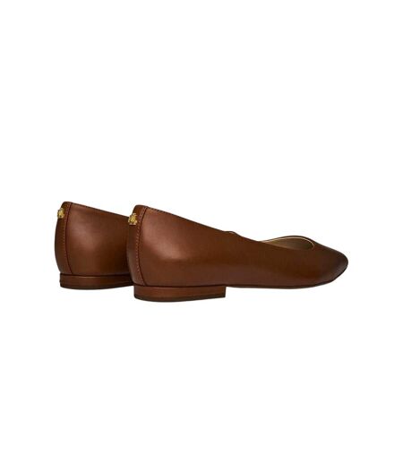 Womens/ladies Pointed Leather Ballet Flats Saddle Ralph Lauren