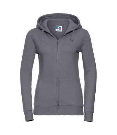 Womens/ladies authentic full zip hoodie convoy gray Russell