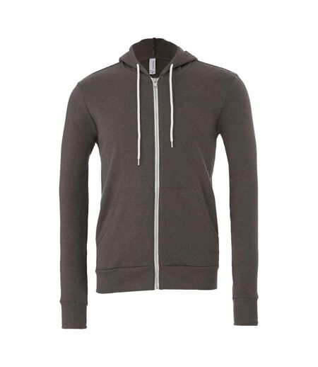 Unisex adult fleece full zip hoodie asphalt Bella + Canvas