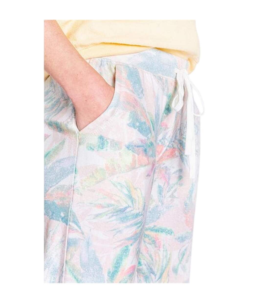 Pantalon De Détente Motif/style Imprimé Palmier Femme Marron Bleu Sarcelle PJ Salvage-3