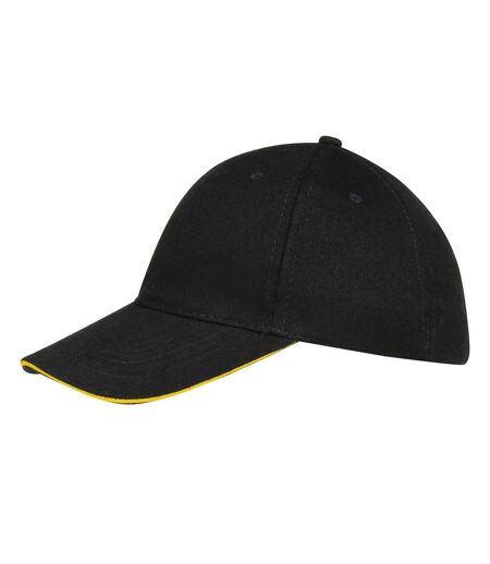 SOLS Unisex Buffalo 6 Panel Baseball Cap (Black/Yellow) - UTPC372