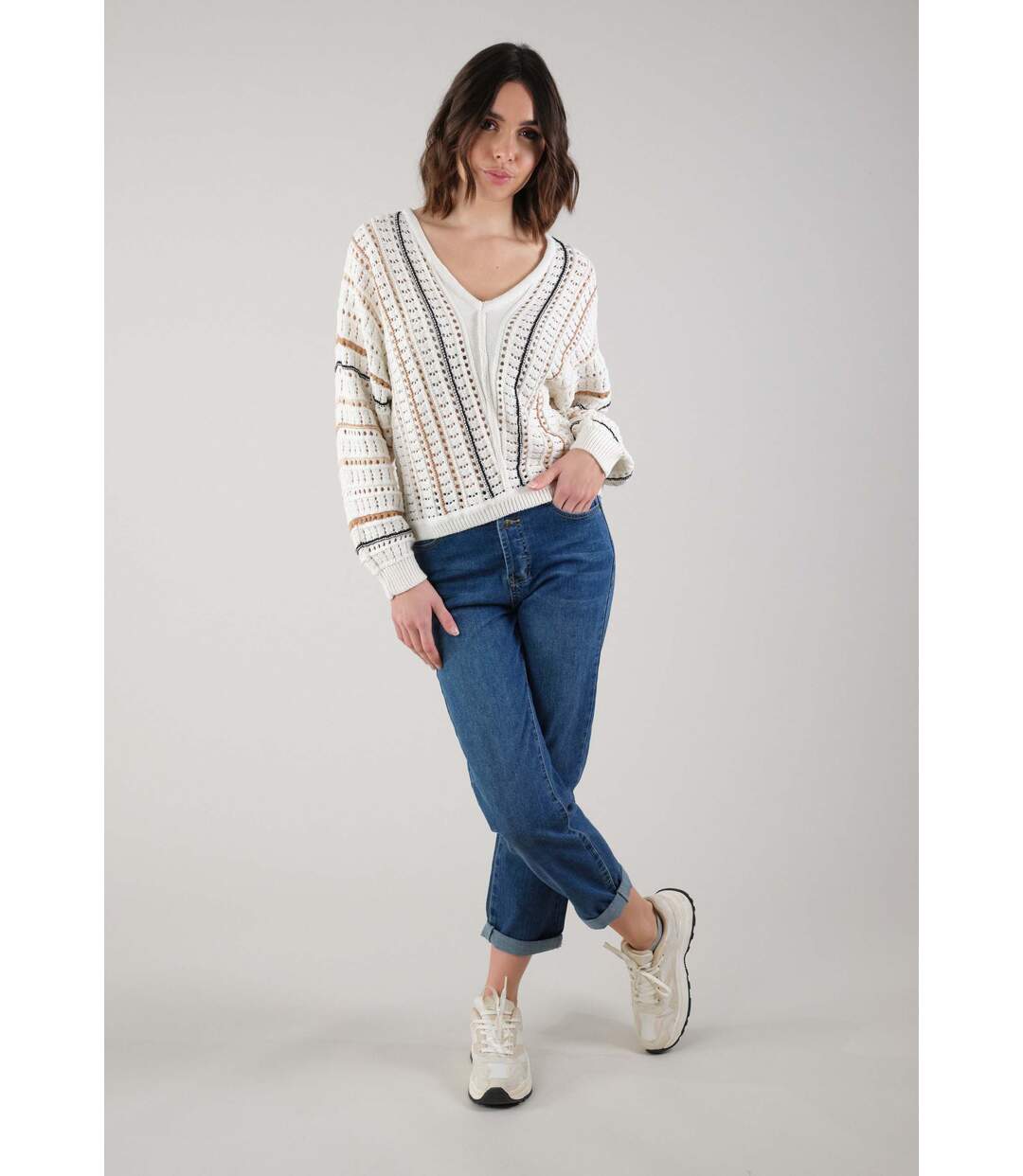 Pull pour femme en coton à manches longues MADJI-2