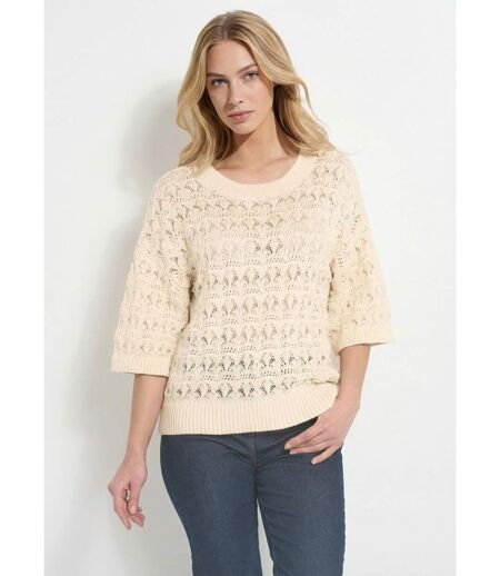 Pull manches courtes en maille ajourée