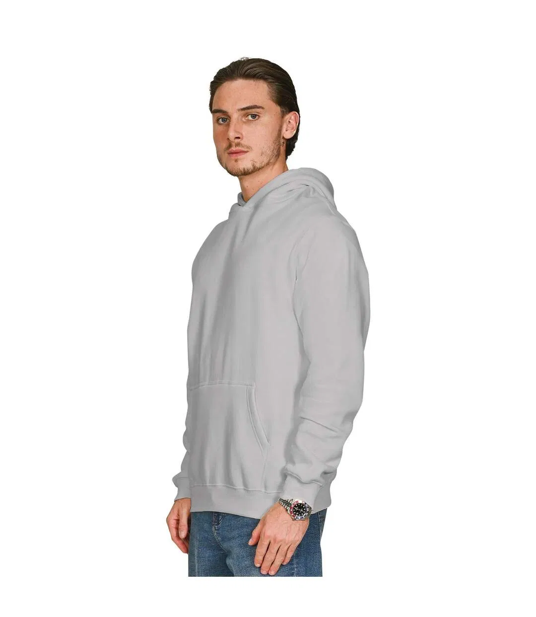 Mens Core Ringspun Cotton Hoodie Lunar Grey Casual Classics-1