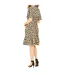 Womens/ladies Leopard Print V Neck Skater Dress Brown Mela London-2
