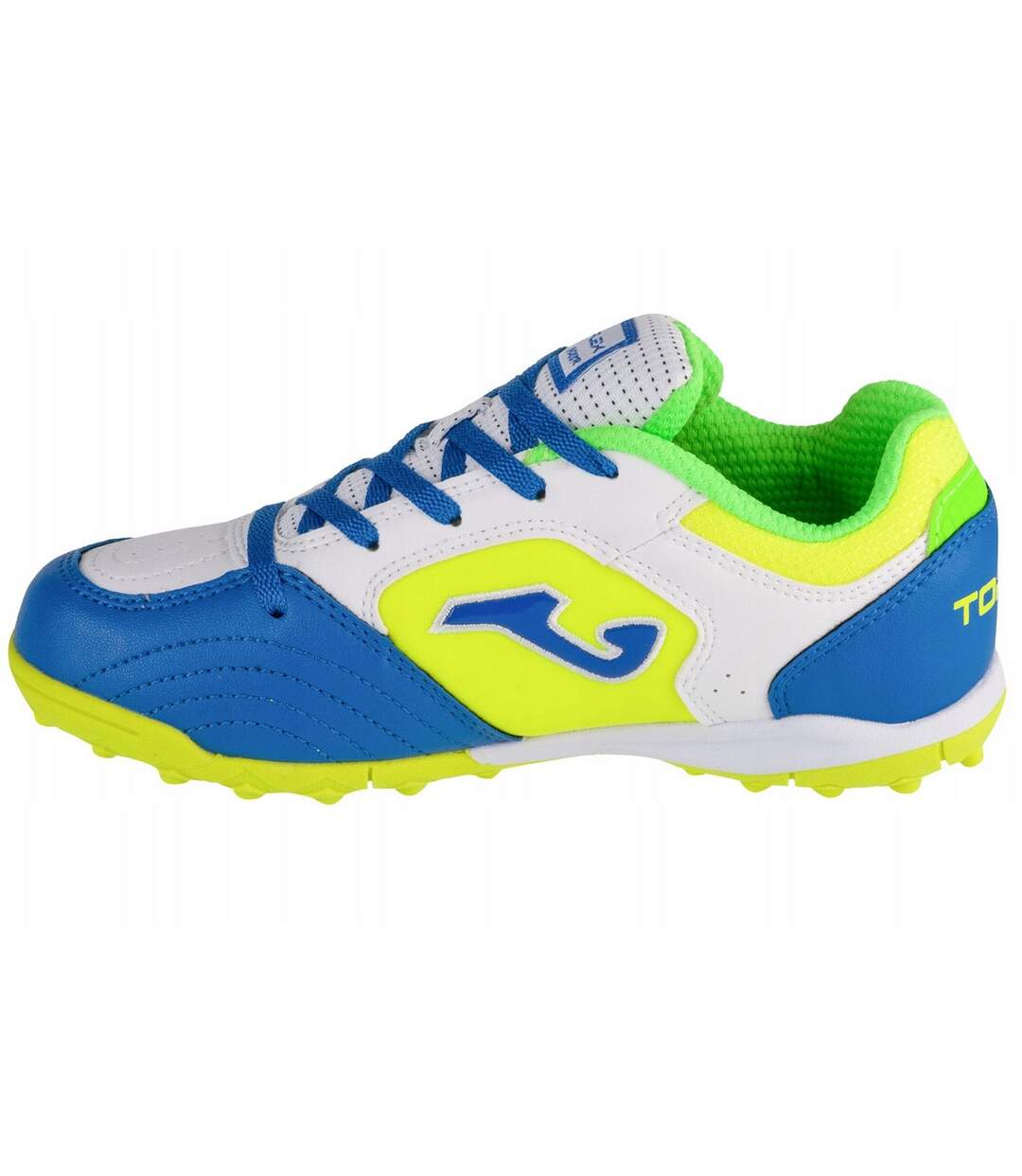 Childrens/kids Top Flex Football Boots White Green Blue Joma-2