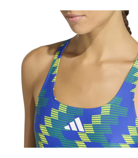 Womens/ladies All-over Print One Piece Swimsuit Lucid Blue Adidas