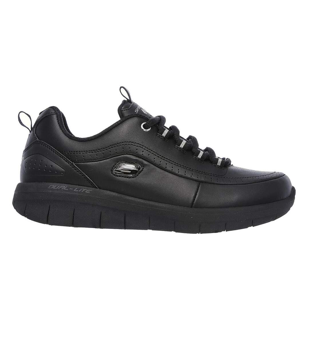 Womens/ladies Elite Status Leather Trainers Black Skechers-1