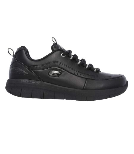 Womens/ladies Elite Status Leather Trainers Black Skechers