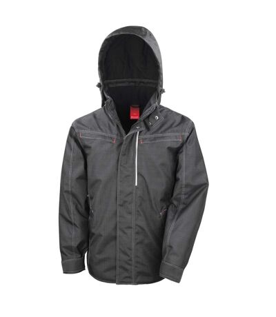 WORK-GUARD by Result Unisex Adult Textured Denim Jacket (Black) - UTBC5507