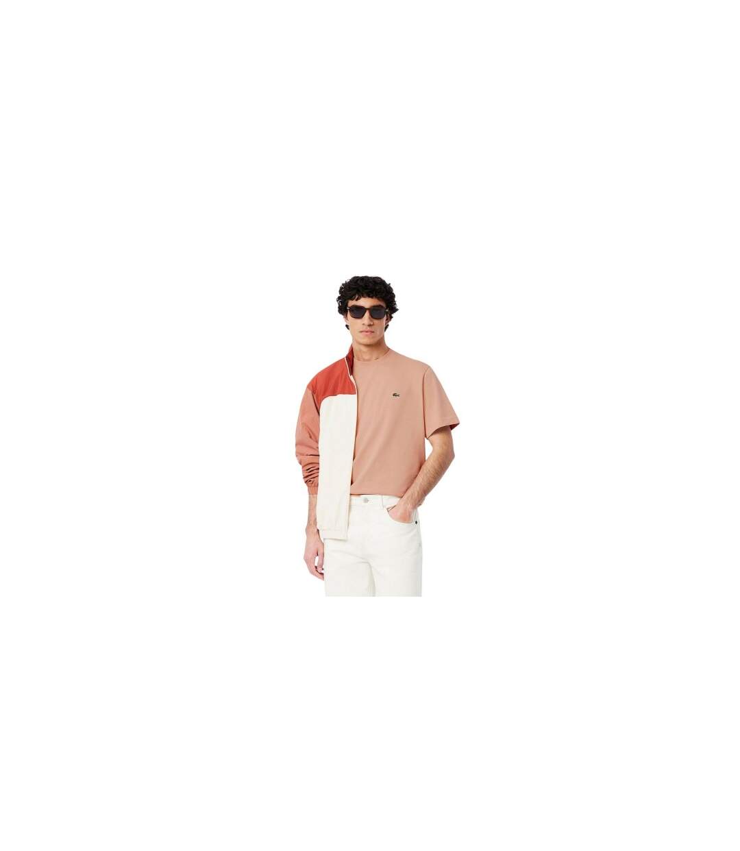 Mens Embroidered Logo Cotton T-shirt Orange Lacoste-1