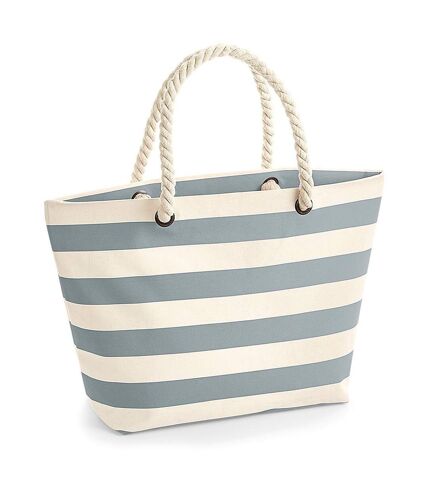 Grand sac de plage en toile - W680 - beige et gris