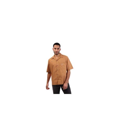 Mens Cuban Notch Neck Regular Shirt Brown Diesel