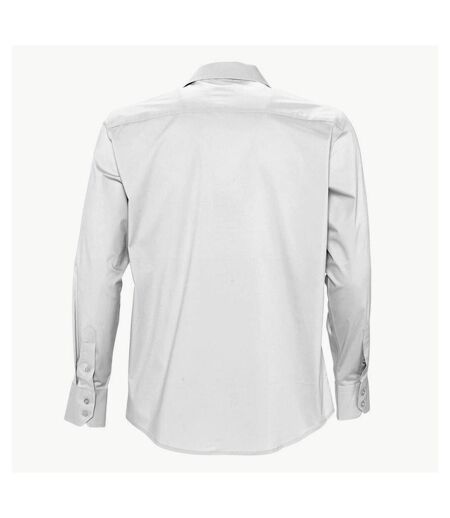 SOLS Mens Brighton Long Sleeve Fitted Work Shirt (White)