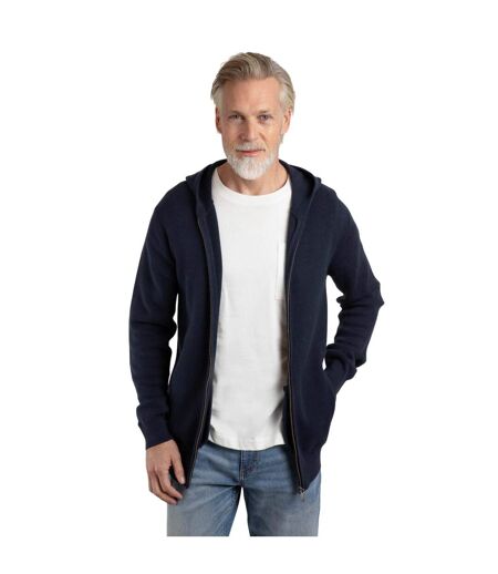 Mens samuel knitted full zip hoodie navy Weird Fish