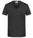 T-shirt BIO col V poche poitrine - Homme - 8004 - noir