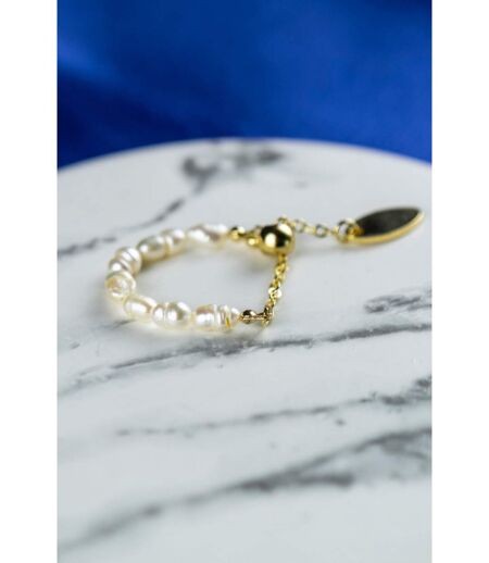 Retro Pearl Chain Pull Adjustable Gold Stackable Thumb Ring