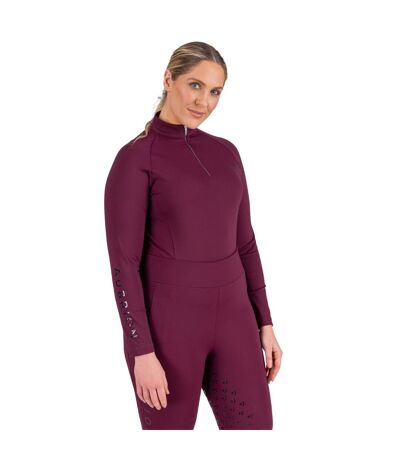Womens/ladies Eltar Quarter Zip Base Layer Top Black Cherry Aubrion