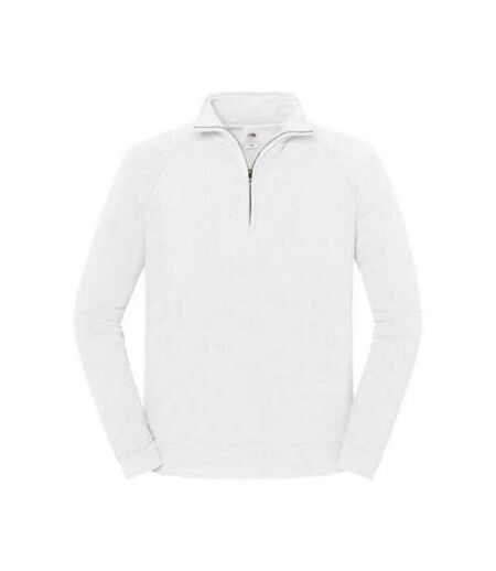 Sweat Uni En Coton À Col Montant Zippé Iconic Premium Homme Blanc Fruit Of The Loom