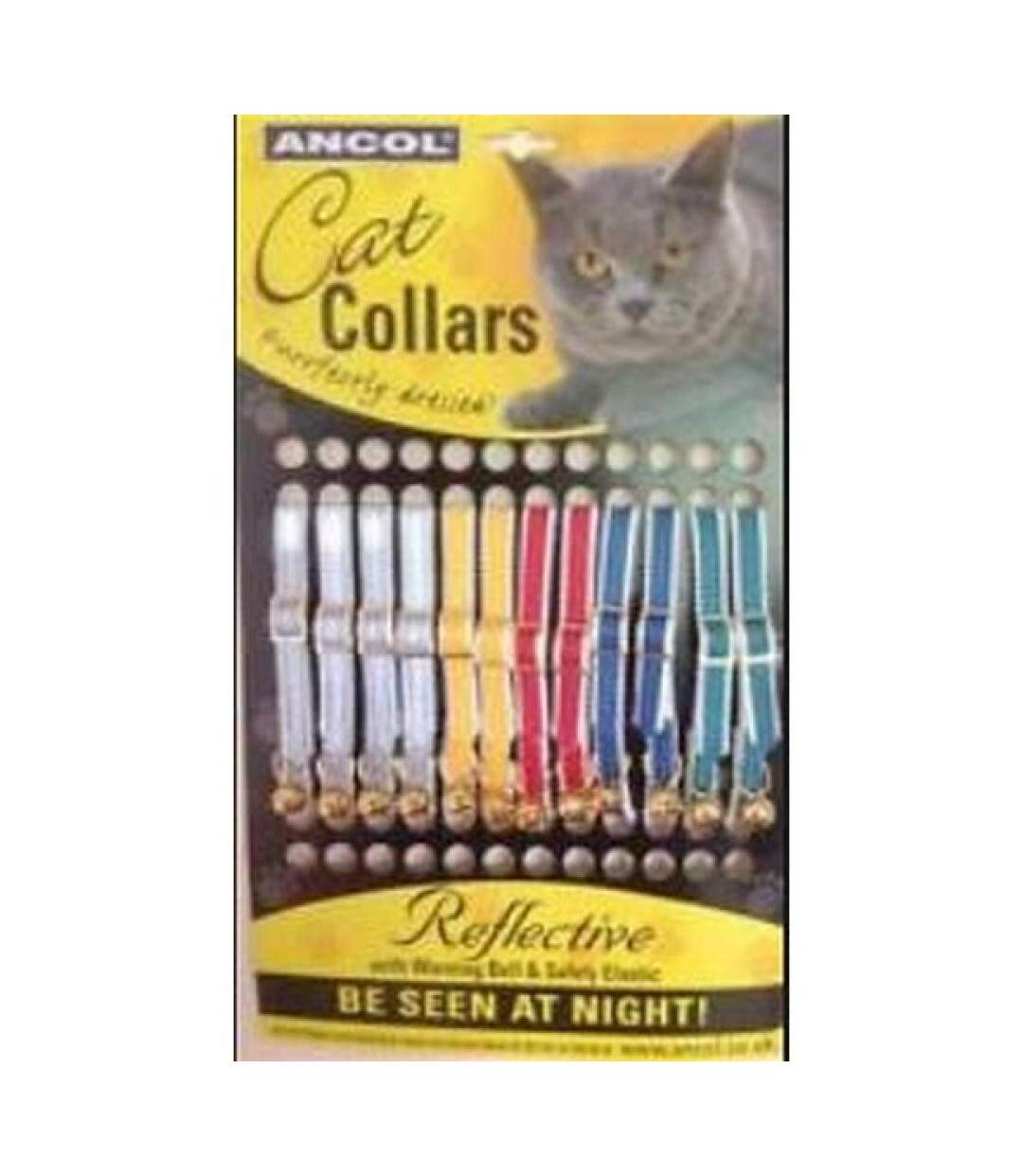 Pack of 12  Reflective cat collars  one size multicoloured Ancol-1