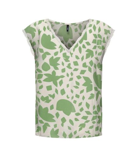 T-Shirt beige/vert femme only selina