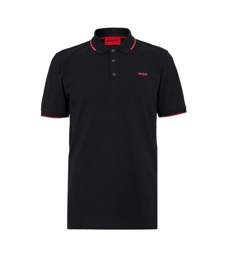 Mens Logo Ribbed Polo Shirt Black Hugo