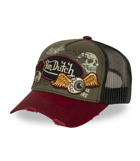 Casquette trucker filet effet usé avec patch et print Patches17 Vondutch