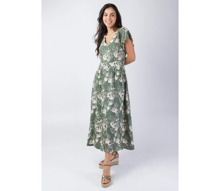 Robe longue manches courtes ARETHA fleurie pastel Coton Du Monde