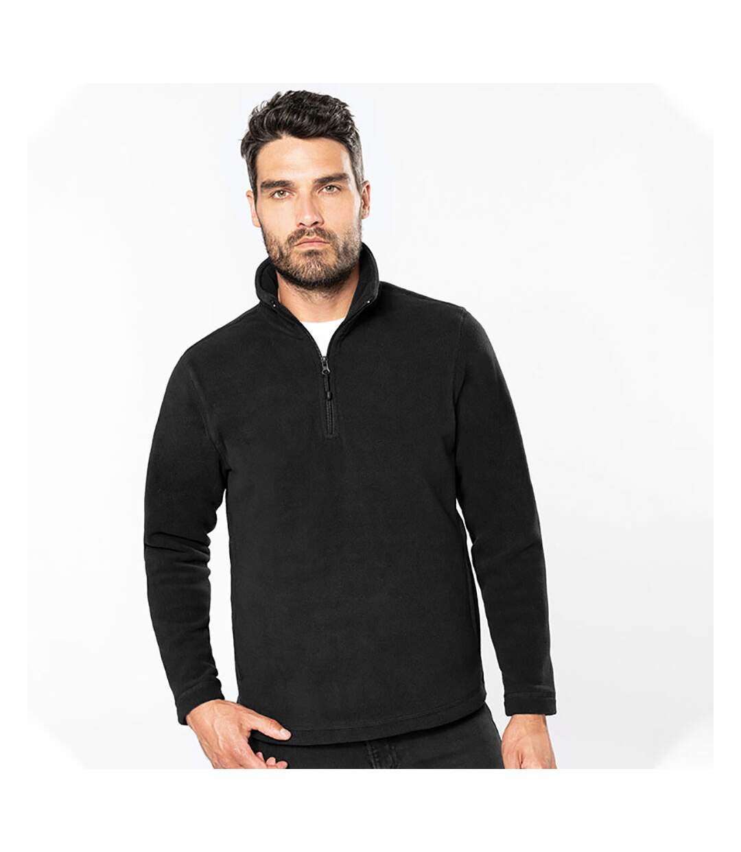 Kariban Mens Enzo 1/4 Zip Fleece Top (Black) - UTRW738