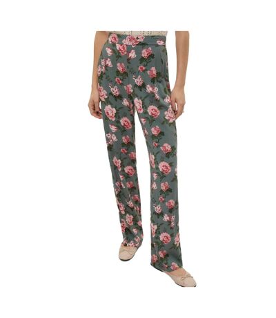 Pantalon Fluide Kaki/Rose à Motifs Femme Vero Moda Easy Joy - L