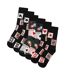 Pack Of 6  Mens Royal Flush Poker Cotton Socks  Black Multicoloured Soxy-3