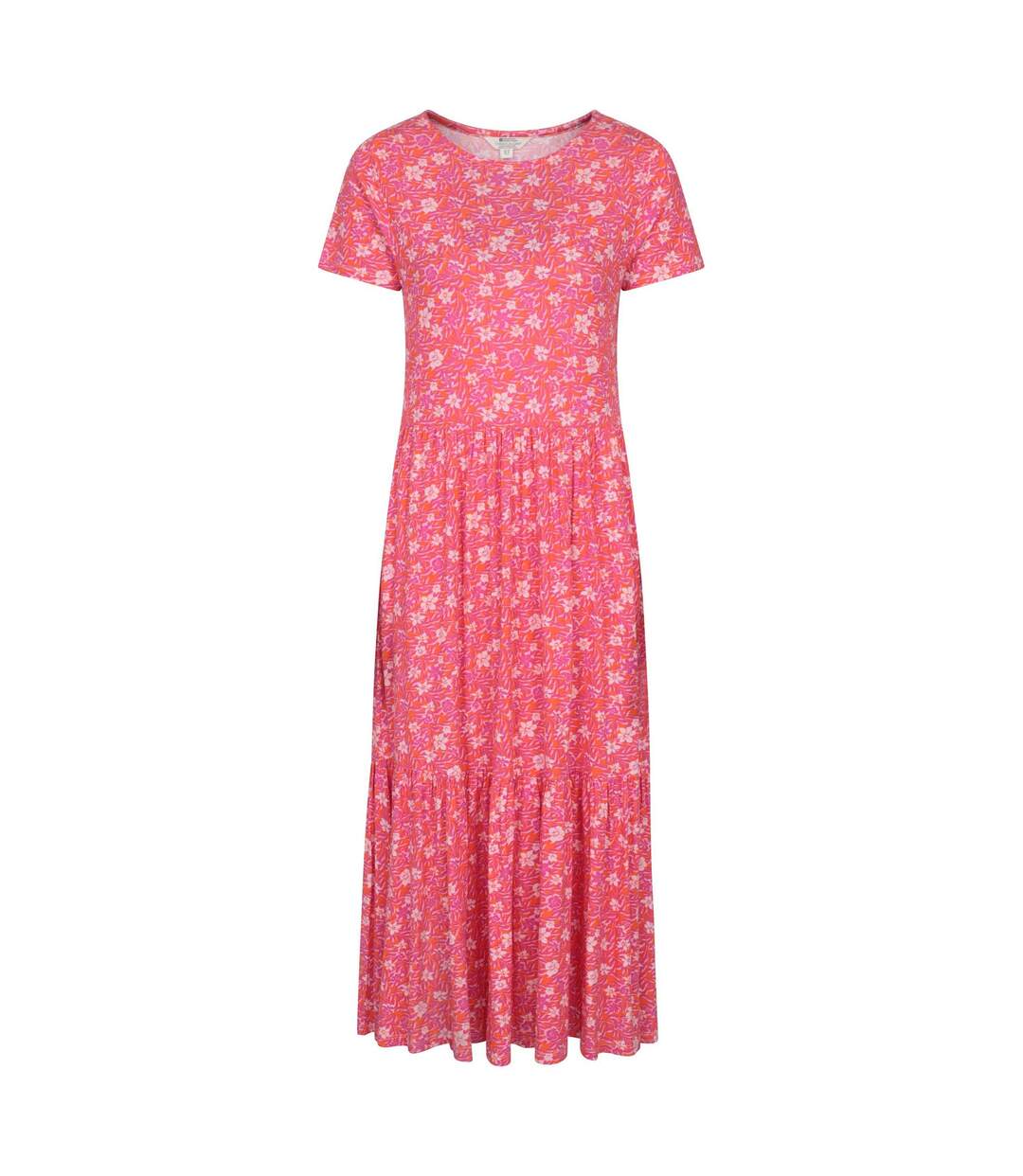 Womens/ladies Sardinia Floral Tiered Dress Bright Pink Mountain Warehouse-1