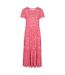 Womens/ladies Sardinia Floral Tiered Dress Bright Pink Mountain Warehouse-1