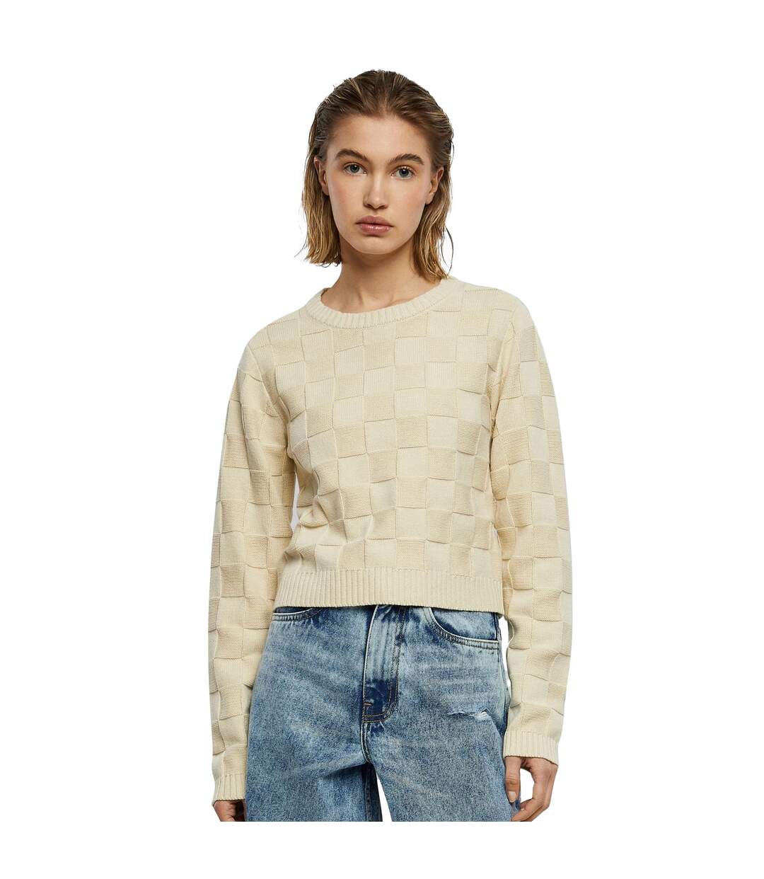 Sweat Motif/style À Carreaux Femme Sable Urban Classics-3
