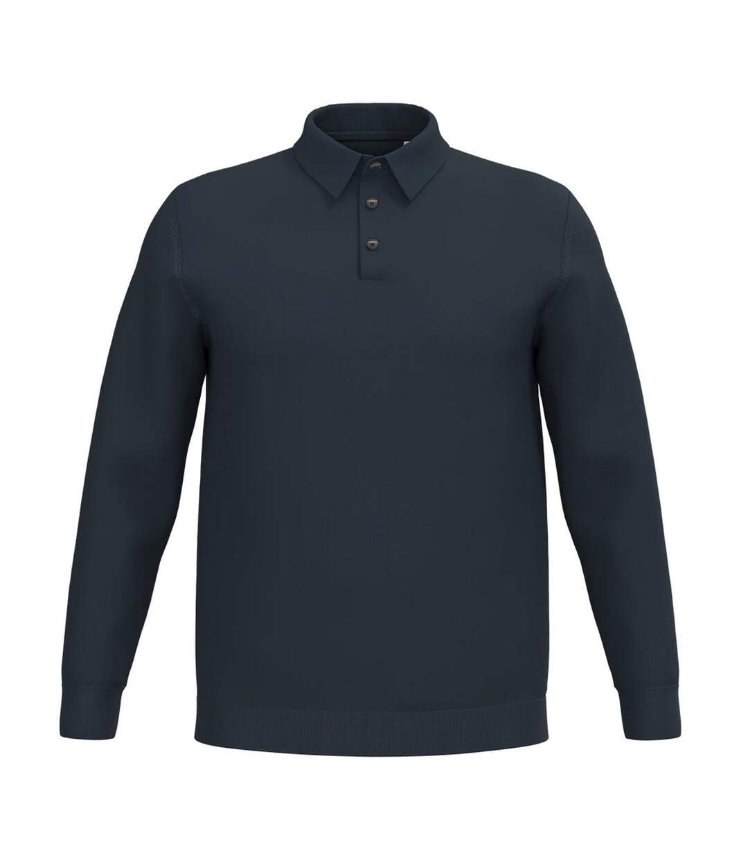 Mens Knitted Long-sleeved Polo Shirt Navy Spasso-1