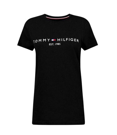 Womens/ladies Chest Logo Crew Neck T-shirt Black Tommy Hilfiger