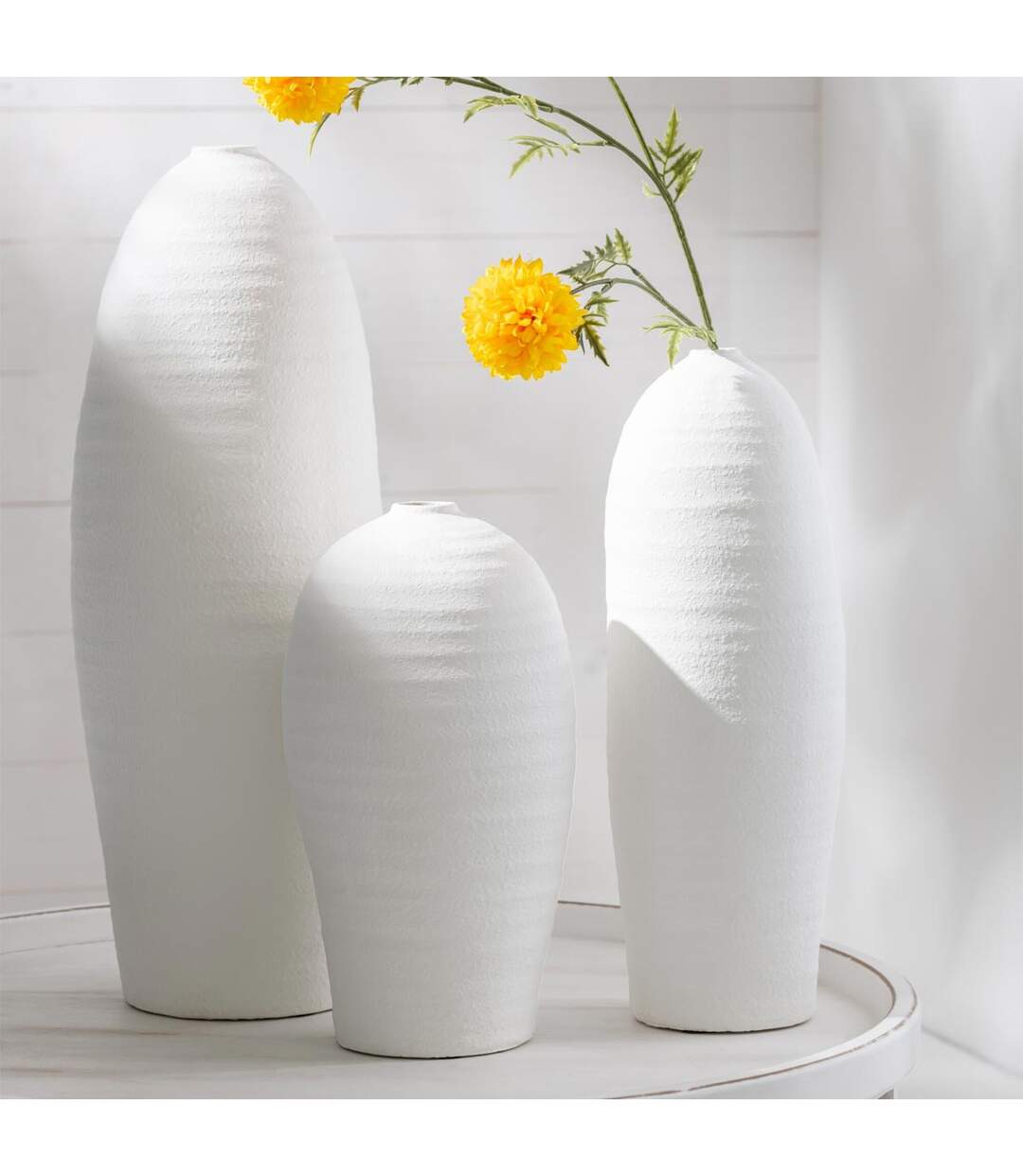 Vase Design en Ciment Creta 36cm Blanc-3