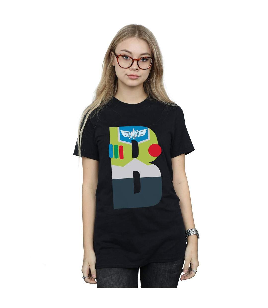 Disney Womens/Ladies Alphabet B Is For Buzz Lightyear Cotton Boyfriend T-Shirt (Noir) - UTBI46921-2