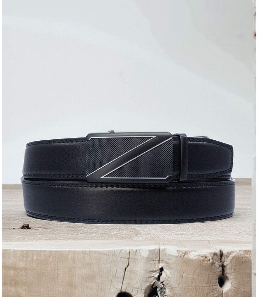 Ceinture en cuir noir pour hommes - Ajustable et élégante, idéale pour tous les styles-5