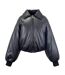 Womens/ladies Plain Ribbed Cuff Bomber Jacket Black Kangol-1