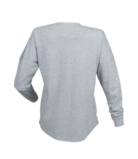 Skinni Fit Unisex Adult Heather Drop Shoulder T-Shirt (Gray)