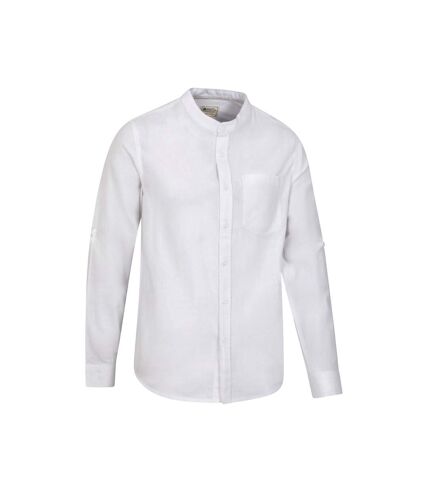 Mountain Warehouse Mens Lowe Linen Blend Grandad Collar Shirt (White) - UTMW2832