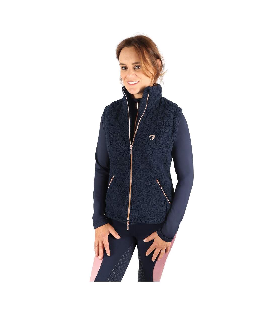 Womens/ladies Elevate Teddy Fleece Gilet Navy Hy-1