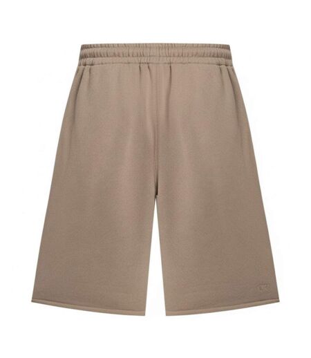 Unisex Adult Embroidered Sweat Shorts Brown Off-White