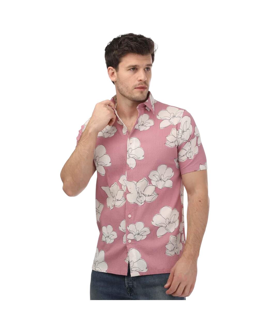 Unisex Adult Coving Floral Seersucker Short-sleeved Shirt Pink Ted Baker-1