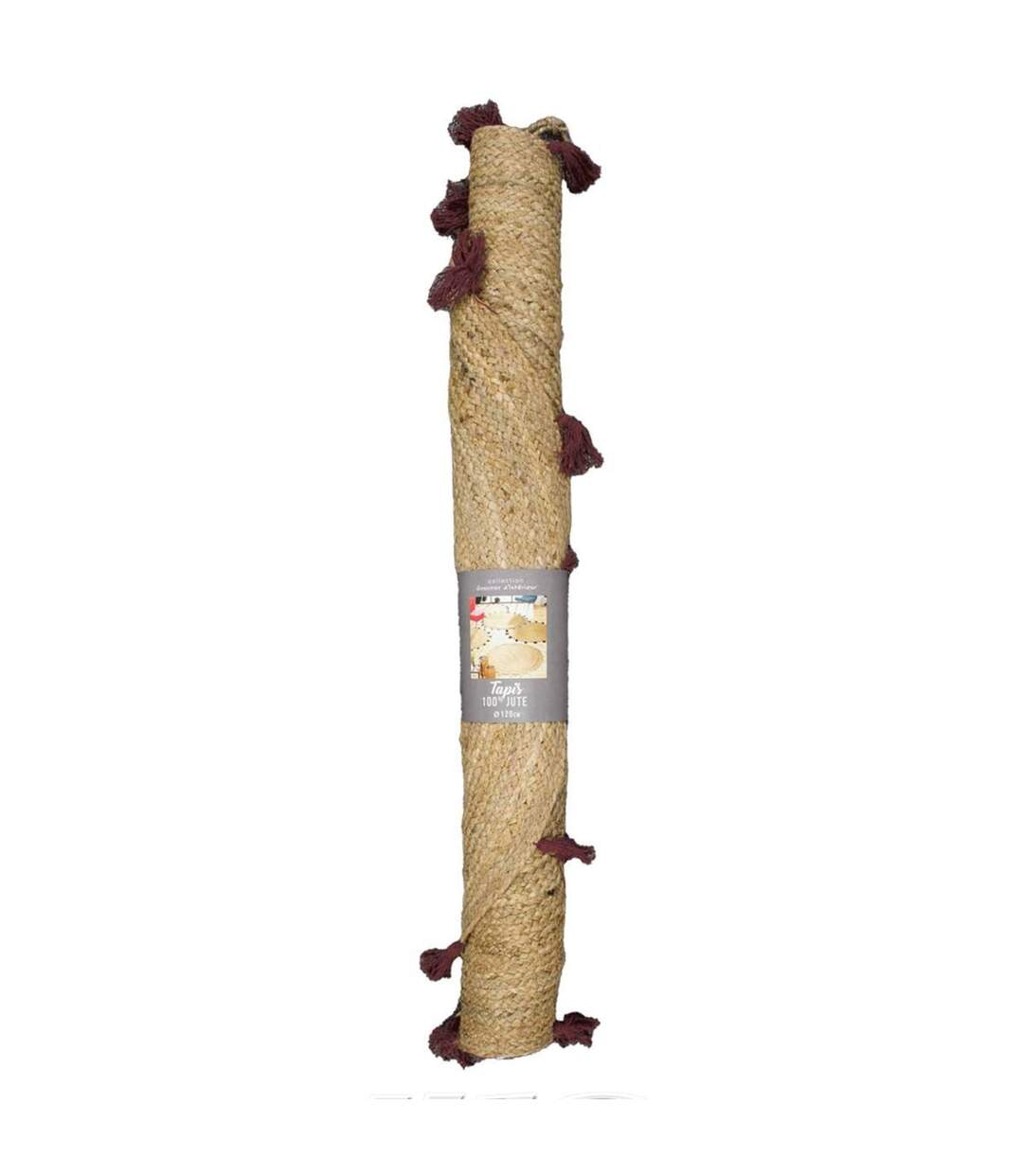 Tapis Déco Rond en Jute Shira 120cm Bordeaux-3