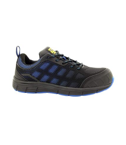 Grafters Mens Super Light Safety Trainers With Safety Toe Cap (Black/Blue) - UTDF1245