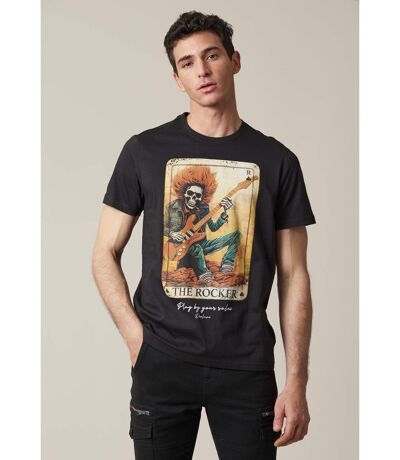 tshirt col rond avec imprimé carte avec rockeur et tête de mort CARD